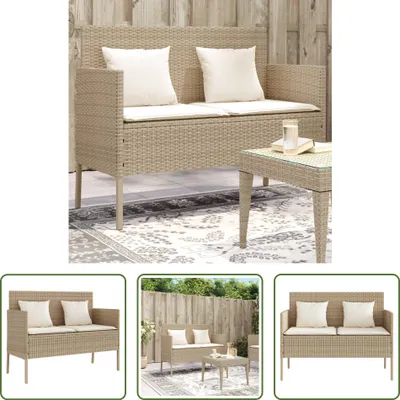 Image de The Living Store Banc de jardin avec coussins Beige Poly Rattan