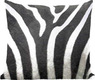 Produktbild von MuchoWow® Zierkissen Sofakissen Wohnzimmer Dekokissen 60x60 cm Tiermuster - Zebra - Schwarz - Weiß - Sitzfläche - Foto Polster