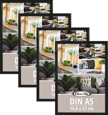 Produktbild von Posterrahmen 14,8 x 21 cm 4er Set DIN A5 Kunststoff schwarz