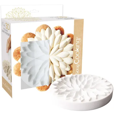 Imagen del producto de ScrapCooking – Molde de silicona "Flor" para decorar tartas y postres – Molde en relieve 3D, diámetro: Ø