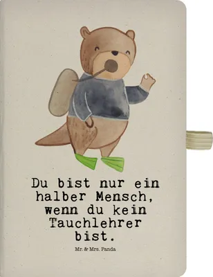 Produktbild von Mr. & Mrs. Panda Tagebuch Tauchlehrer Herz - Transparent - Geschenk, Notizheft, Journal, notizbuch, a4, Kladde