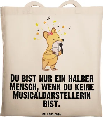 Produktbild von Mr. & Mrs. Panda Shopping Tasche Musicaldarstellerin Herz - Transparent - Geschenk, Tote Bag, Tragetasche, Schultasche, Uni