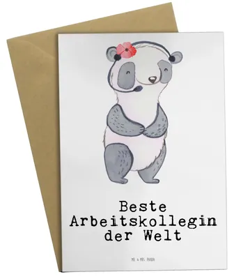 Produktbild von Mr. & Mrs. Panda Glückwunschkarte Panda Beste Arbeitskollegin der Welt - Weiß - Geschenk, osterkarte, Arbeit, Abschiedsgeschenk, Ruhestand, Grußkarte, Dankeschön, Beruf