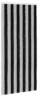 Image de Rideau anti-insectes vidaXL en chenille, gris et noir, 100 x 220 cm