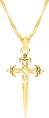 Produktbild von Goldene Halskette mit Kreuz und Dolch, Kruzifix, Silber 925