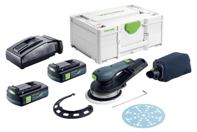 Zdjęcie produktu dla Festool ETSC 2 150-Basic akumulatorowa szlifierka oscylacyjna bezszczotkowa 18 V 150 mm + 2x akumulator 3,0 Ah + ładowarka + systainer