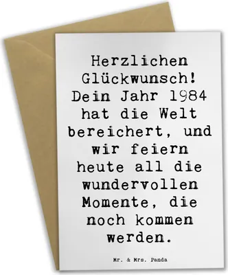 Produktbild von Mr. & Mrs. Panda Glückwunschkarte Spruch 1984 Geburtstag - Weiß - Geschenk, weihnachtskarten, Nostalgie, Happy Birthday, einladungskarten, osterkarten, auf die Reise