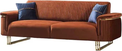 Zdjęcie produktu dla Pomarańczowa sofa trzyosobowa z tkaniny Nowoczesna sofa do salonu