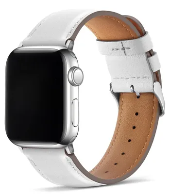 Image de Solidchoice - Bracelet en cuir véritable pour Apple Watch 42 mm, 41 mm, 40 mm, 38 mm, couleur blanche