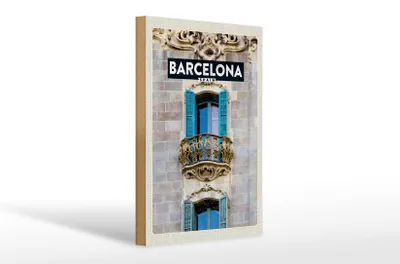 Produktbild von Holzschild Reise 20x30cm Barcelona Spanien Balkon Trip