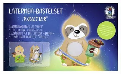 Produktbild von Ursus 187400003F - Laternen-Bastelset Faultier, Komplett-Set zum Selber-Basteln einer Laterne, inkl. Anleitung, ideal für Festumzüge oder als herbstliche Dekoration, Mittel