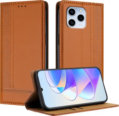 Image de Etui pour Honor 60 SE étui en cuir avec fonction stand Marron