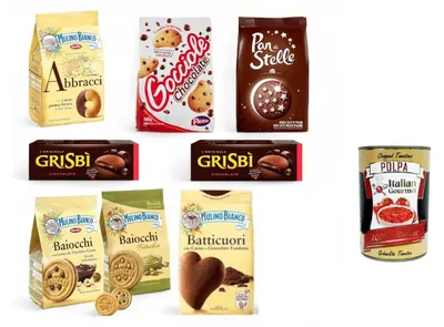 Produktbild von Italian Gourmet - Italienische Keksbox Mix Mulino Bianco Pan di Stelle Gocciole Grisbi Baiocchi 8er Familienpaket Gebäckauswahl für Frühstück & Snack + Italian Gourmet polpa