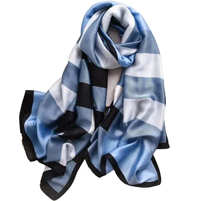 Produktbild von AN-27331 Schal - Eleganter blauer Seidenschal KP27331
