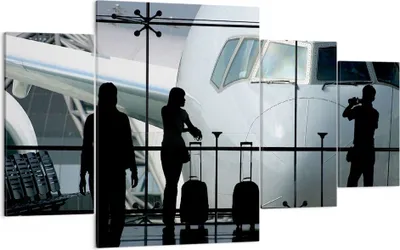 Produktbild von Bild auf Leinwand - Leinwandbild - Flugzeug Flughafen Passagiere - 160x90cm - Wand Bild - Wanddeko - Leinwanddruck - Bilder - Kunstdruck - Wanddekoration - Leinwand bilder - Wandkunst - DL160x90-0130