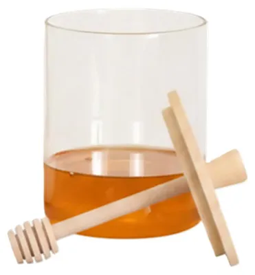 Produktbild von 5Five Honigglas mit Loffel - transparent - Glas/Bambus - 400 ml
