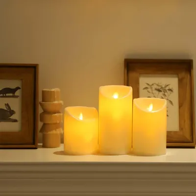 Produktbild von Salcar LED- Kerzen 3er Set Flammenlose Kerzen Batterie Weihnachtskerzen Kerzenleuchter, Dekoration für Advent, Warmweißem