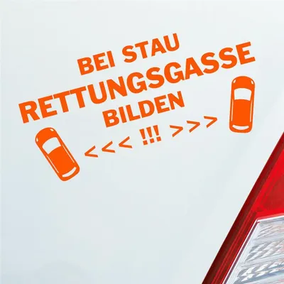 Produktbild von Auto Aufkleber Bei Stau Rettungsgasse bilden! Feuerwehr Leben retten 19x9 cm Orange Sticker Heckscheibenaufkleber
