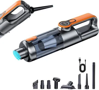 Produktbild von Handgehaltige Autostofzuiger 17000PA 2 in 1 - USB Oplaadbare Auto Reinigung - Kräftige, kompakte, orangefarbene Reinigung für Auto und Haustier