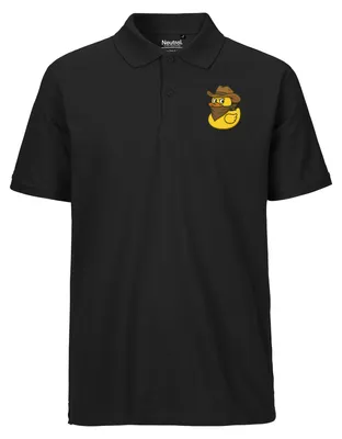 Produktbild von Huuraa Herren Polo Shirt Quietscheente Bandit Gummiente Räuber M Black Bio Baumwolle Fairtrade Poloshirt Geschenkidee