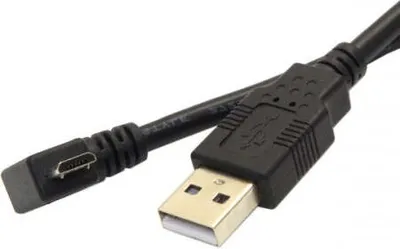 Produktbild von SYSTEM-S 5m Micro USB Kabel Stecker 90° Links gewinkelt Winkelstecker auf USB Typ A Stecker Datenkabel Ladekabel