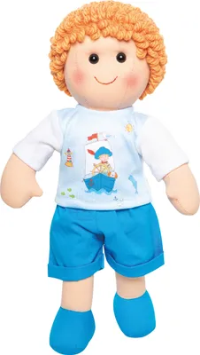 Produktbild von Heless 63 – Stoffpuppe Junge Fiete mit maritimem Outfit, ca. 32 cm große Weich-Puppe zum Kuscheln, Spielen und Liebhaben
