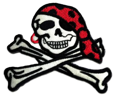 Produktbild von Pirat Totenkopf - Aufnäher, Bügelbild, Aufbügler, Applikationen, Patches, Flicken, Zum Aufbügeln, Größe: 8,5 x 7,4 cm