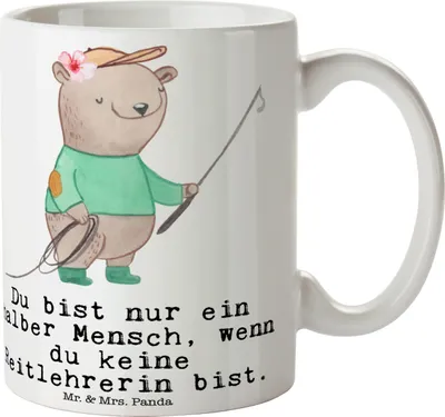 Produktbild von Mr. & Mrs. Panda Kaffeebecher Reitlehrerin Herz - Weiß - Geschenk, Tasse, schöne, Pott, mit Motiv, Kaffeetasse