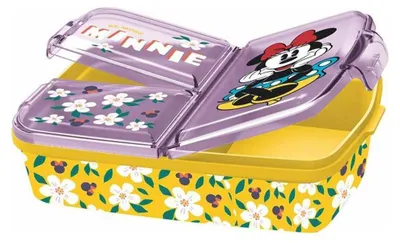 Zdjęcie produktu dla Pojemnik na lunch dla dzieci Disney Minnie Mouse - pojemnik na lunch z 3 przegrodami i świetnym designem