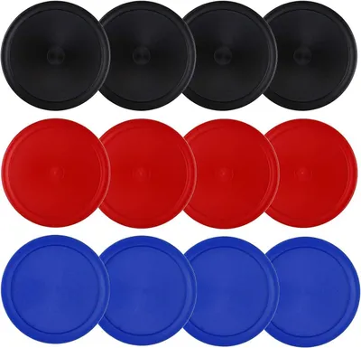 Productafbeelding van Air Hockey Pucks - Hockey Schijven - Tafelspel Plezier - Duurzaam ABS Materiaal - 25 Inch Diameter - Rood Blauw Zwart