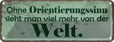 Produktbild von vianmo Blechschild 10x27 cm ohne Orientierungssinn sieht man Spruch Zitat