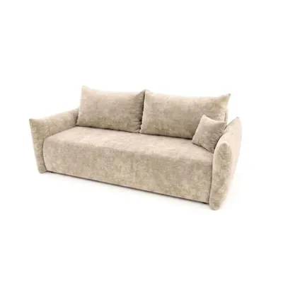 Produktbild von Sofa MELIO mit Schlaffunktion und Bettkasten – modernes Schlafsofa aus Chenille für Wohnzimmer und Gästezimmer, bequemes 3-Sitzer Bettsofa Beige