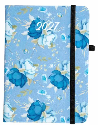Image de Calendrier 2027, format A6, hebdomadaire. Motifs : flamenco, bleu, fleurs. Création collective