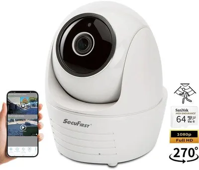 Zdjęcie produktu dla Kamera IP SecuFirst z obrotem i nachyleniem – 1080p, obrót o 270°, Wi-Fi, 64 GB pamięci, do użytku wewnątrz pomieszczeń