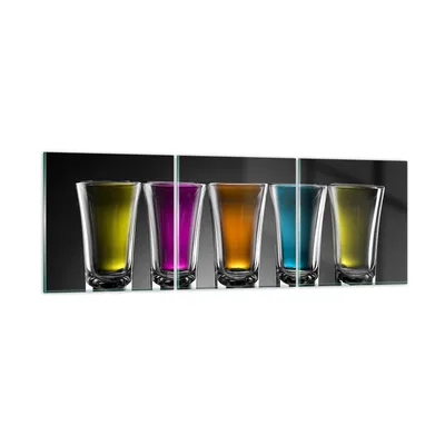 Produktbild von Bilder auf glas - Gläser Alkohol trinken Saft - 150x50cm - Glasbilder - Wandbilder - Kunstdruck - zum Aufhängen bereit - Wanddekoration aus Glas - Glas Bilder - Wandbild auf Glas - GCA150x50-2194