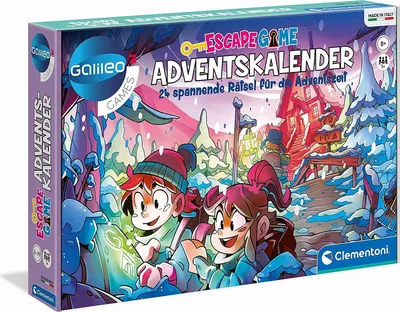 The image shows the front of a board game box for an advent calendar.