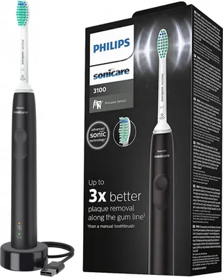 Obrázok produktu pre Philips 3100 series HX3671/14, Dospelý, Sonická zubná kefka, Denná starostlivosť, Čierna, Batérie, Zabudovaná batéria