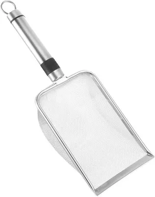 Produktbild von Katzenschaufel Edelstahl - Filter-Schaufel für Katzenstreu - 29 x 10 x 5 cm - Silber