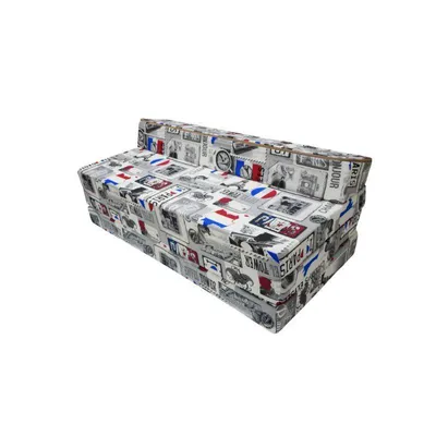 Immagine prodotto di Materasso pieghevole 200x120x10 cm - PARIS, 4 sezioni con poggiatesta, funzione divano, turistico, fodera removibile, elegante