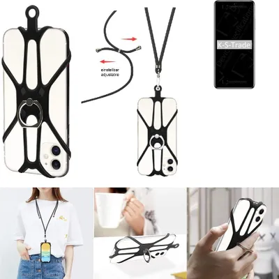 Produktbild von K-S-Trade 3in1 Handykette Handyband Handykordel Halsband Smartphone-Ring Handy-Ring kompatibel mit Xiaomi Redmi Note 9 Pro 5G Fingerhalterung