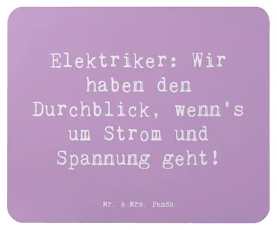 Produktbild von Mr. & Mrs. Panda Mauspad Spruch Elektriker Durchblick - Lavendeltraum - Geschenk, Elektroniker, Anerkennung, personalisierte Geschenke, Schaltkreise, Mouse Pad, kreative