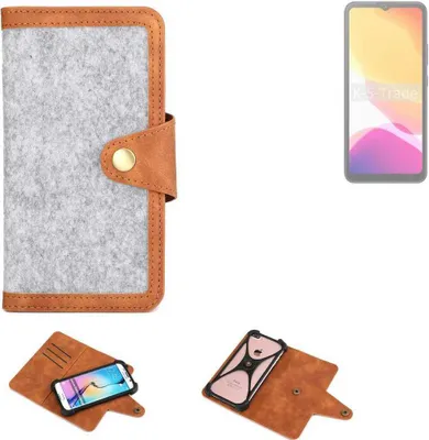 Produktbild von K-S-Trade Handyhülle kompatibel mit Cubot Note 21 Schutzhülle Filz-Hülle Kunst-Leder hellgrau braun (1x)