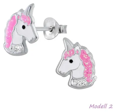 Produktbild von Kinder Ohrstecker: Mädchen Ohrringe Silber „Einhorn“ Modell 2