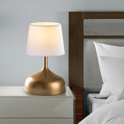 Produktbild von Opviq, Hochwertige Tischlampe, Gold & Weiß, 31 x 31 x 50 cm, IP20, E27, 100% Metall