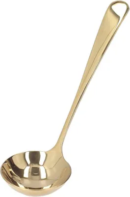 Productafbeelding van Roestvrijstalen Soeplepel met Lange Steel - Gouden Soeplepel voor Koken