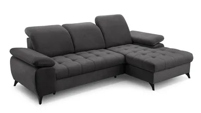 Produktbild von Ecksofa mit Schlaffunktion BELLO, Ottomane rechts, L-Form, Farbe: Anthrazit (Whisper18)