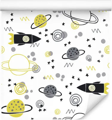 Produktbild von 10m VLIES TAPETE Rolle Kinderzimmer Kosmos Planeten Raketen Sterne XXL