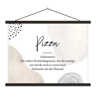 Produktbild von MuchoWow® Textilposter Sprichwörter - Pizza - Wörterbuch - Zitate - Pizza definition 150x113 cm mit schwarzem Rahmen - Wohnzimmer