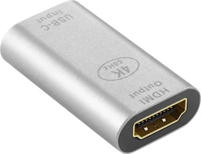 Image de Adaptateur vidéo 4K USB-C femelle vers HDMI femelle, design compact, argenté