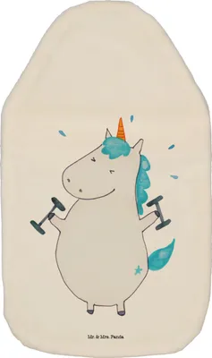 Produktbild von Mr. & Mrs. Panda Wärmekissen Einhorn Fitness - Weiß - Geschenk, Plüsch Wärmflasche, Sport, Gym, Wärmflaschen, Fitnessstudio, Unicorn, Einhörner, Flauschige, Bettflasche